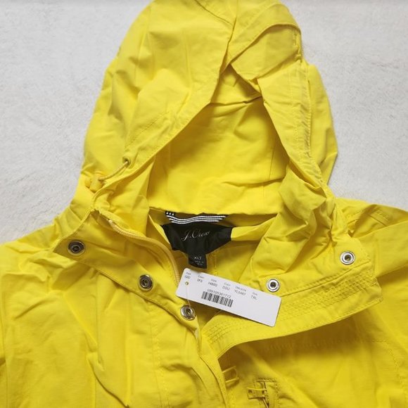 New women's J Crew perfect rain coat in Dazzling Sun yellow jacket raincoat - Picture 4 of 9